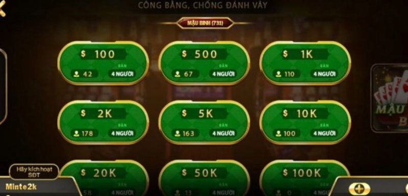 Các bước tham gia game bài Mậu Binh nhanh chóng