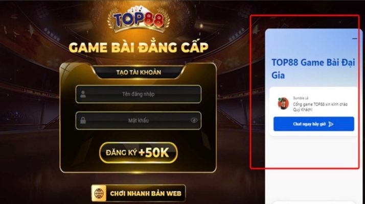 Liên hệ Top88 qua tính năng Live chat